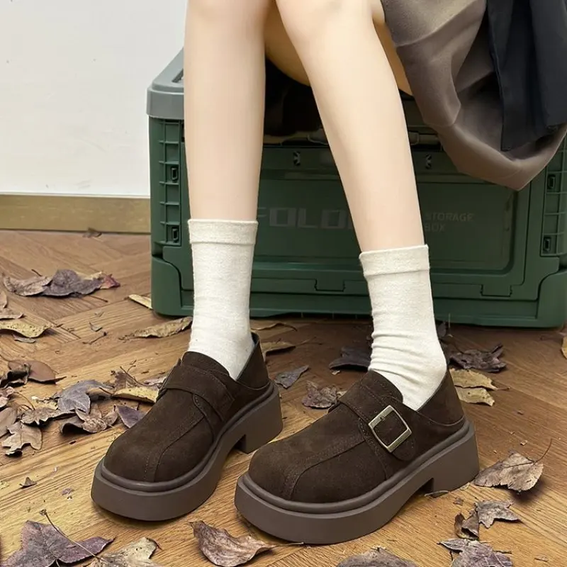 NEW Shoes Woman 2024 Casual Female Sneakers Oxfords Clogs Platform British Style Round Toe Autumn Flats Loers With Fur Shall