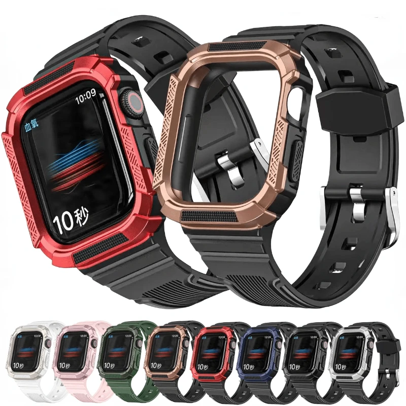 Silicone strap+case for Apple Watch Band 49mm 45mm 44mm 42mm 41mm 40mm 38mm bracelet iWatch Series ultra 9 8 7 6 5 4 3 SE Cover