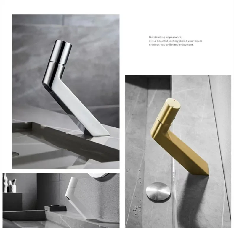 Description Picture 3 of itemBathroom Utensils Mixing Faucet Creative Design Brushed Gold Cold And Hot Basin One Hole Sink Metal Tap Accessories Bath