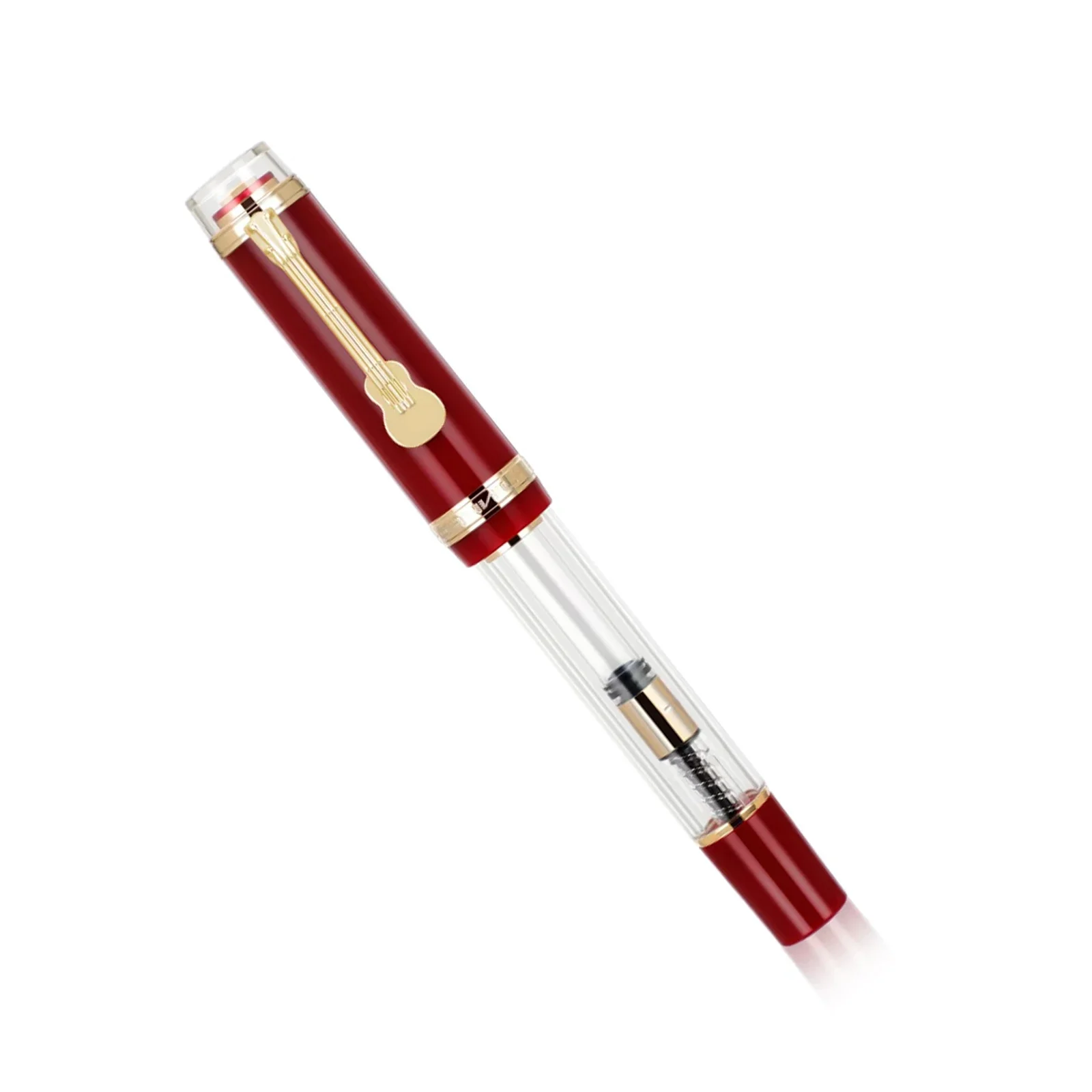 JINHAO 1935 TIANDAO 만년필, 고급 기타 클립, F/M 펜촉, 투명 빨간색 쓰기 잉크 펜, 사무실 학교 용품 문구