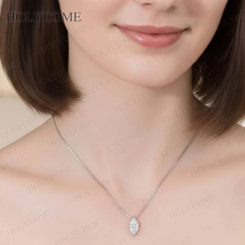 1-3 Karat Moissanit-Halsketten für Damen, D-Farbe, VVS1, Marquise-Form-Anhänger, 925er Sterlingsilber, Party-Halskette, Design-Kettenschmuck – Detail 6