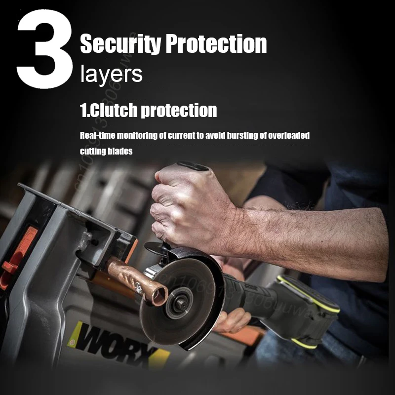 Worx WU805 Wireless Angle Grinder Rechargeable 20v 100x16mm 8500rpm 3 Speed Adjustable for Cutting Universal 5Pin Green Battery
