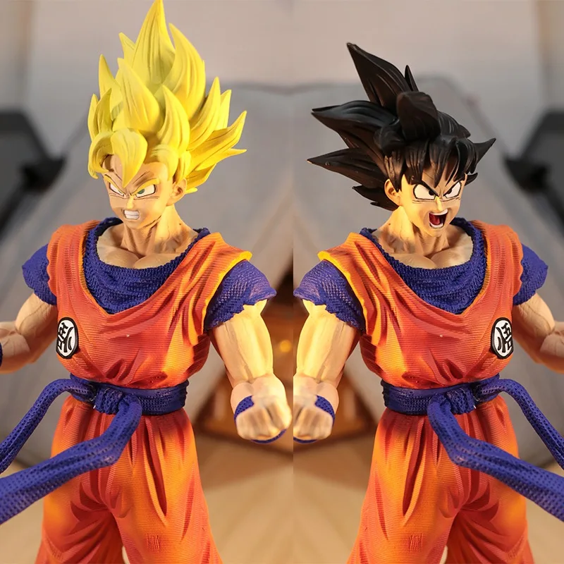 Dragon ball super saiyan menino de cabelo amarelo personagem de anime de  desenho animado japonês modelo de brinquedo feito à mão