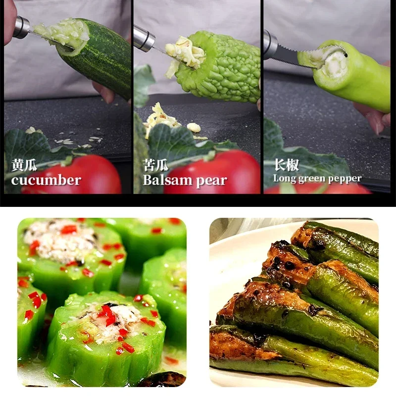 Stainless Steel Chili & Pepper Corer Seed Remover Tool 6