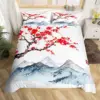 Cherry Blossoms Bedding Set Japanese Style Theme Pink Comforter Cover Set Printed Duvet Cover with Zipper Couple, Twin Size 5
