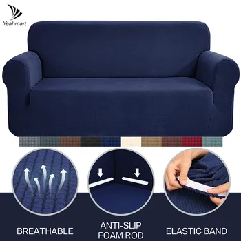 Copridivano jacquard elasticizzato 1 2 3 4 posti Copridivano per soggiorno Fodera per divano blu navy per protezione per mobili per bambini per animali domestici 1