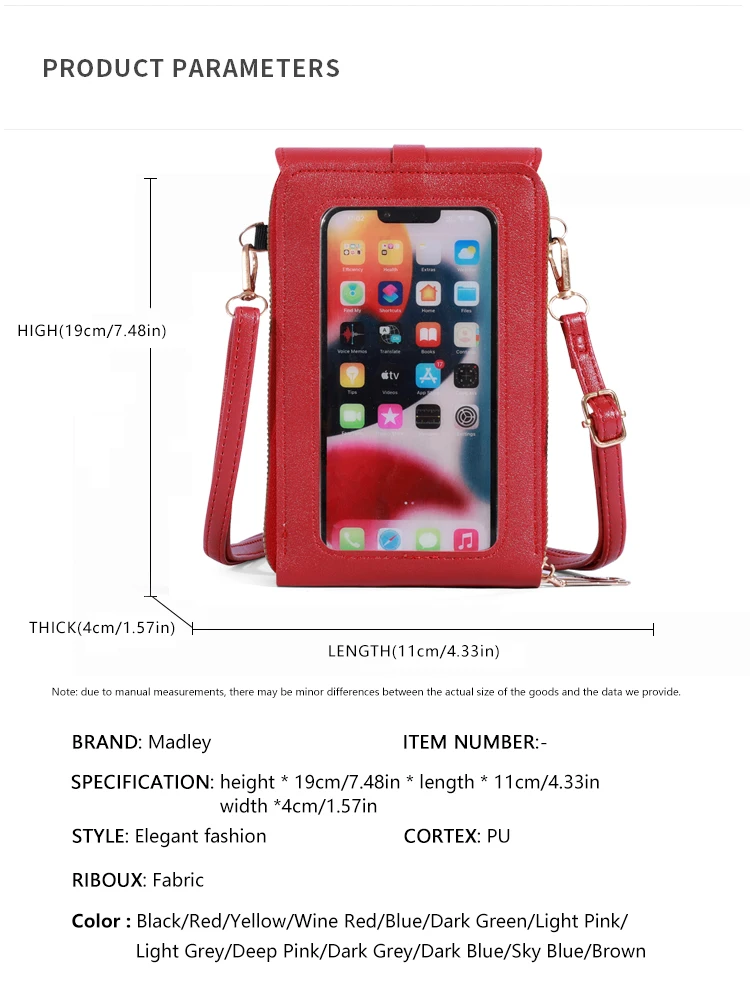 Touchscreen-Handy tasche, Mini-Klappe-Umhängetasche, Mode-Kunstleder-Geldbörse, vertikale Geldbörse mit Kartens ch litzen – Detail 4