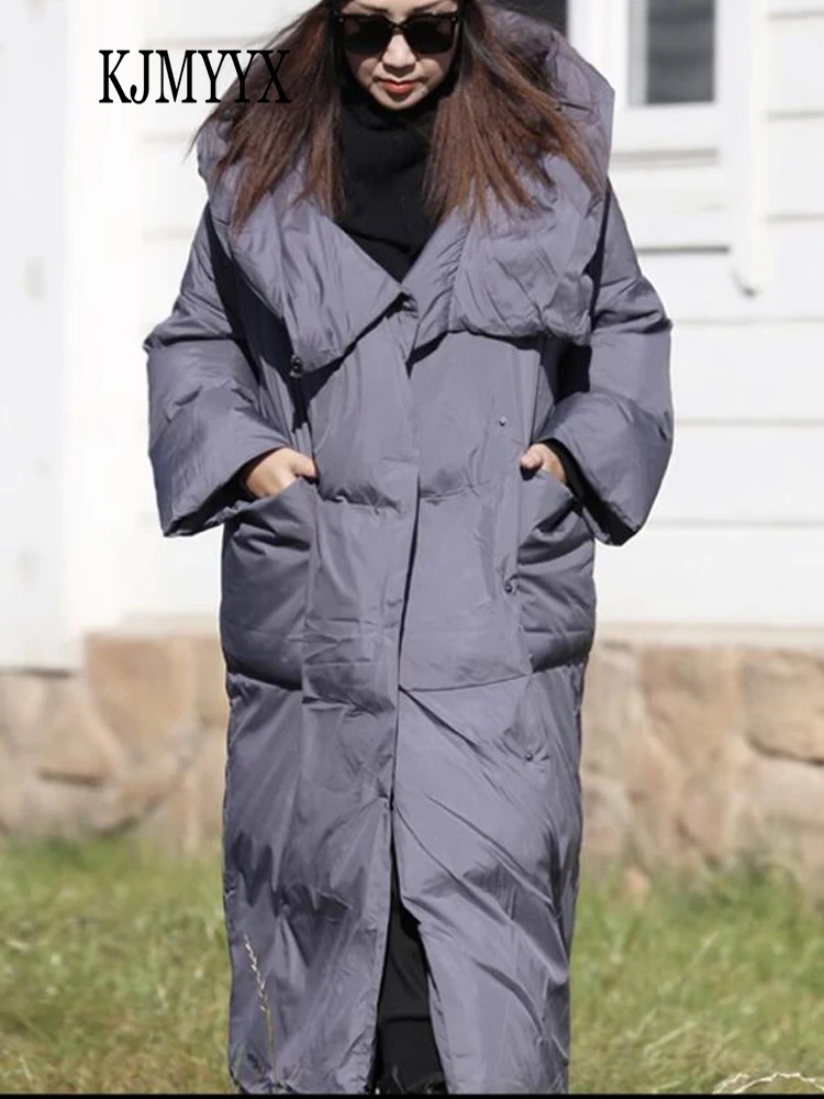 

KJMYYX 2023 Womens Oversized Hooded Parkas Coats Plus Size Female Winter Fashion Solid Warm Jackets Long Sleeve Street Outfits