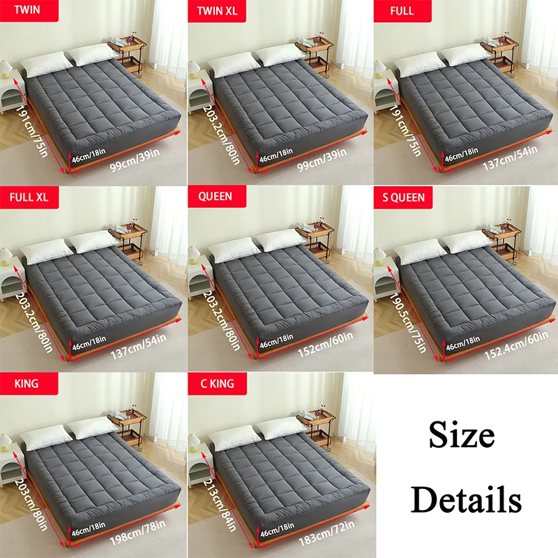 Description Picture 2 of itemEasyum 100% Polyester Grey White TWIN FULL QUEEN KING Mattress Topper Mattress Protector Cover
