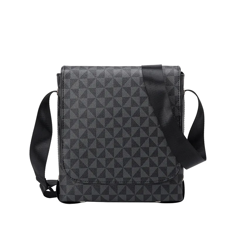 Men's Flap Shoulder Bag Fashion Men's Crossbody Bag Horizontal Casual Computer Briefcase Print Plaid Business Bag