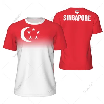 T-shirt sportiva in rete con bandiera di Singapore per corsa, ciclismo, calcio, tennis, fitness, stampa 3D personalizzata