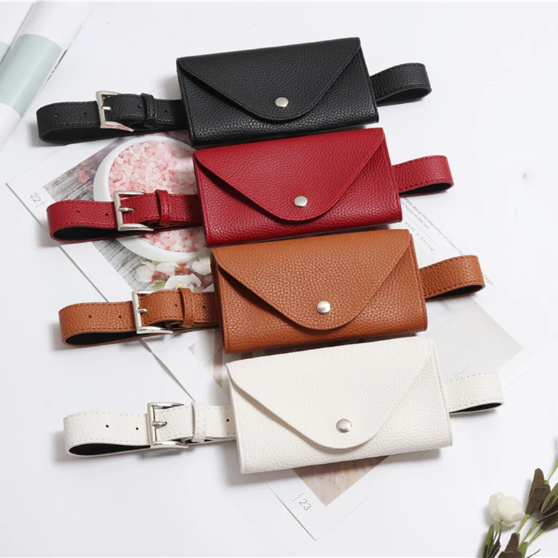 Waist Bag PU Leather Fanny Pack Femal Belt Phone Pouch Small Chest Pack Bags Vintage Women Belt Messenger Bags