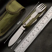 7 In 1 Multifunctional Outdoor Tableware Stainless Steel Foldable Fork Spoon Knife Picnic Camping Hiking Travelling Dinnerware 3