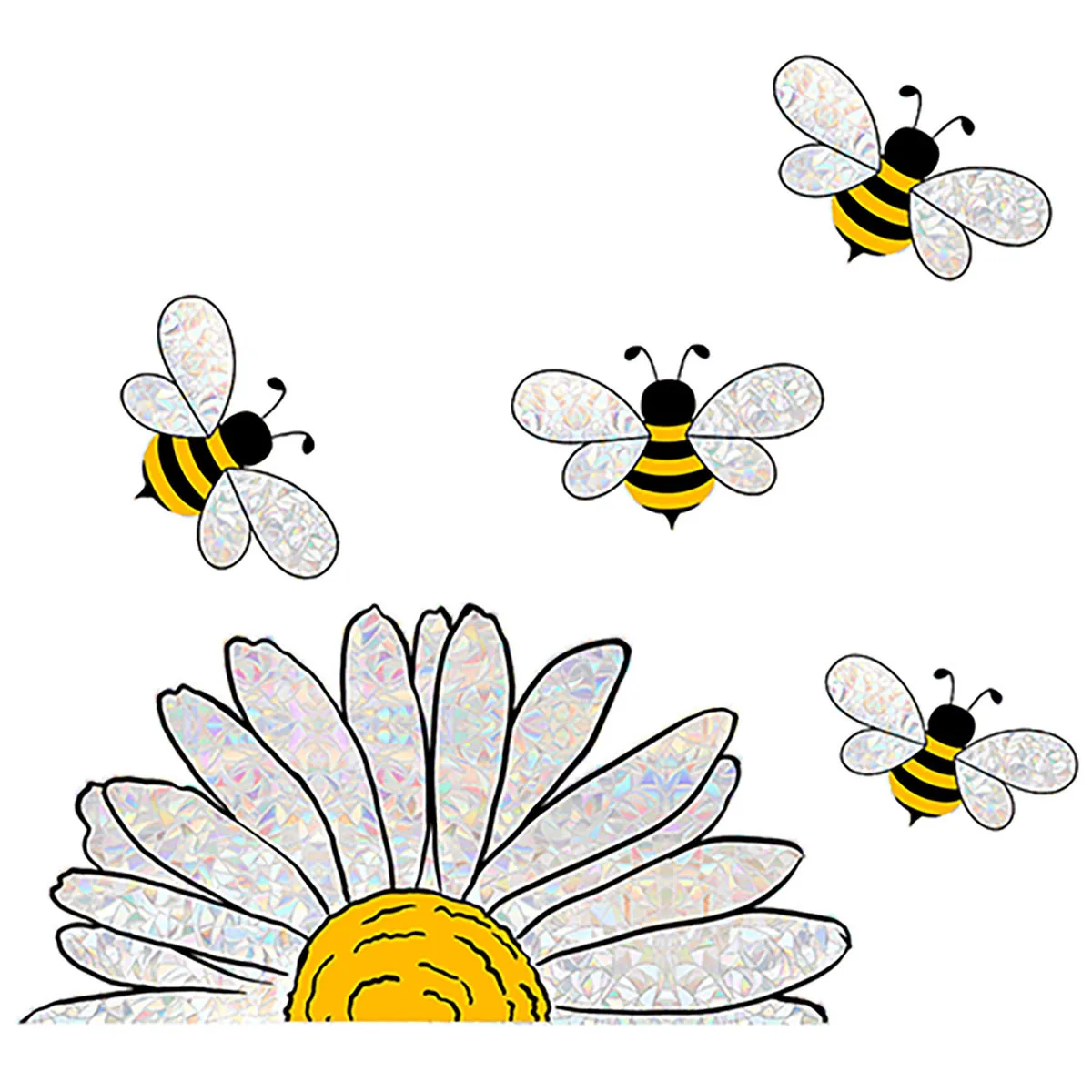 New Edition Sun and Bee Colorful Double-Sided Static Cling Window Film-Privacy and Anti-Peep Window Decals