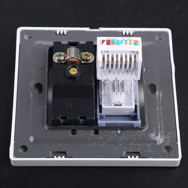 RJ45 Adapter+TV Antenna Coaxial Wall Mount Output Faceplate Panel Socket rj45 antenna socket