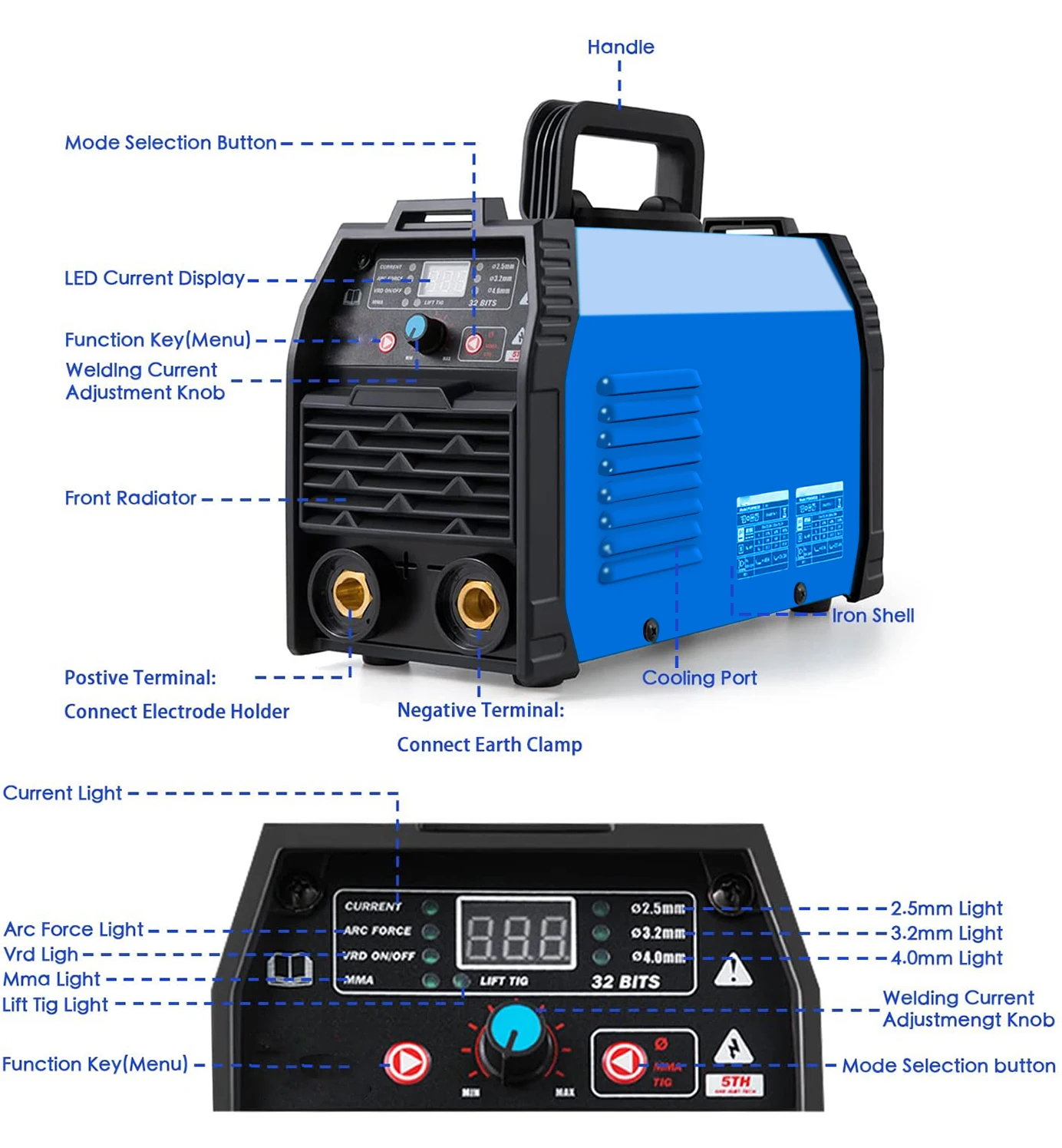 Welding Machine 200A ARC 110V/220V Dual Voltage Welder IGBT Stick MMA Welder LED Display Electrode Holder Work Clamp PROSTORMER 2