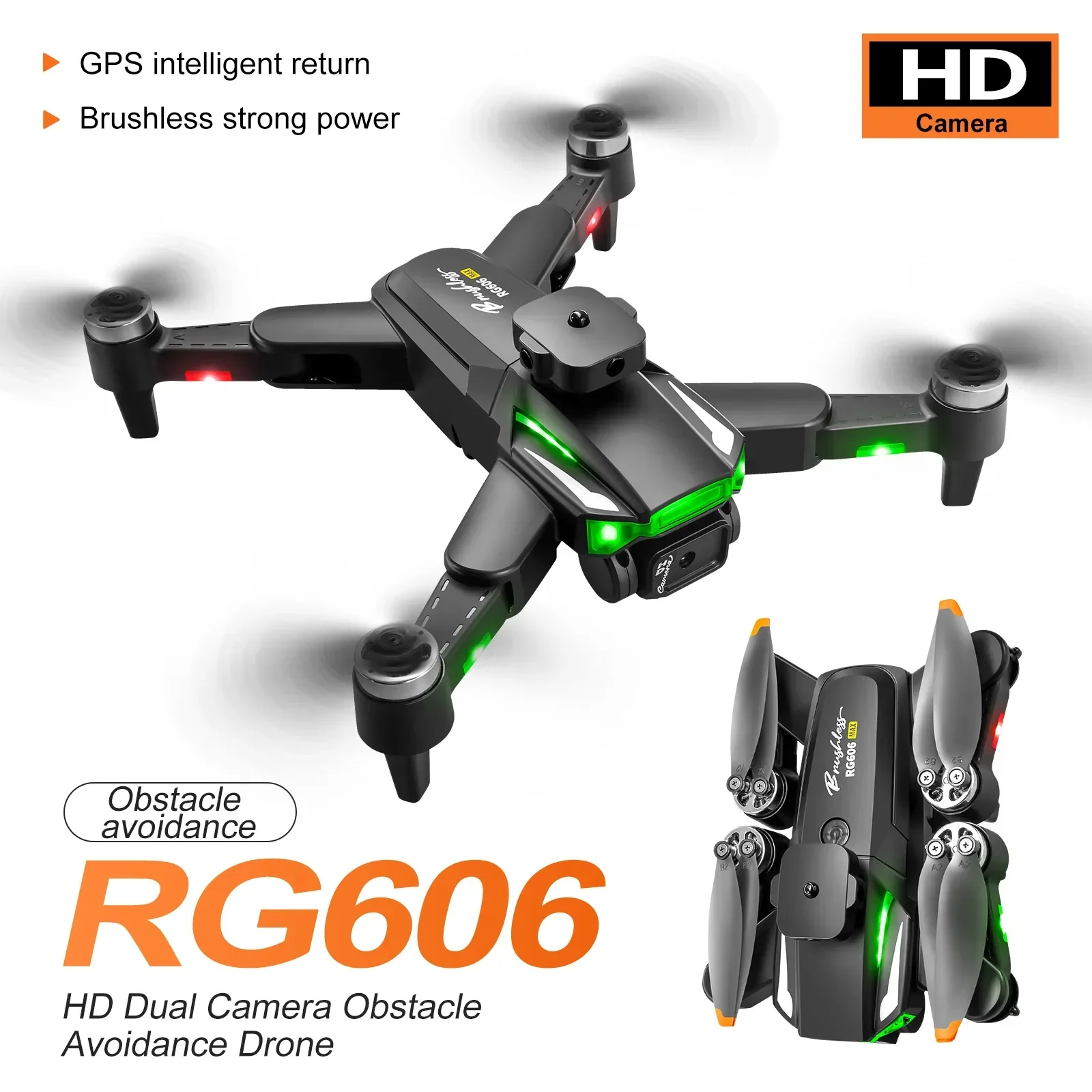 Rg606Max Drone Hd Professional 4K Drone Dual Camera Wifi Fpv Aircraft Quadcopte Obstacle Avoidance Aerial Photography Drone