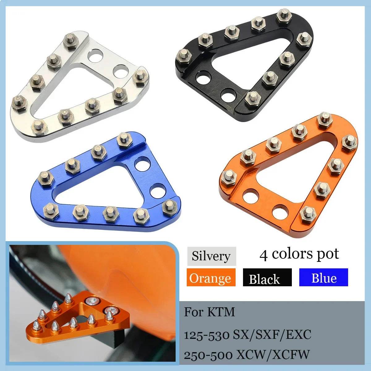 Pedale Freno CNC Allargato Per KTM E Husqvarna – Punta In Alluminio 20% Più Grande Dell'OEM, Arancione/Blu/Nero