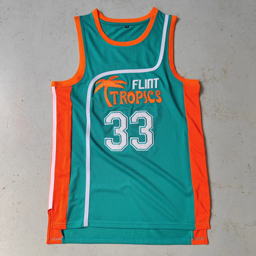 Trillest Semi Pro Movie Jackie Moon 33 Monix 11 White and Green Flint Tropics Basketball Jerseys Shorts Men For Halloween Party