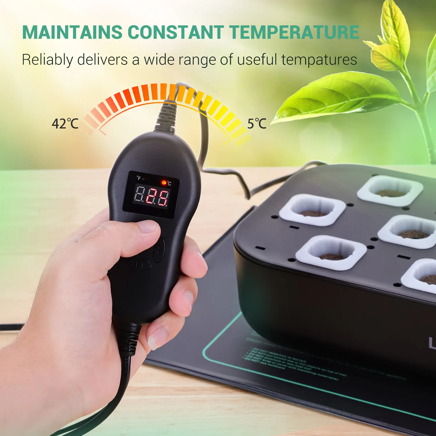 LERWAY Indoor Garden Seedling Heating Mat IP67 Waterproof Hydroponics Cultivation Fish Tank Heating Pad with Thermostat EU Plug