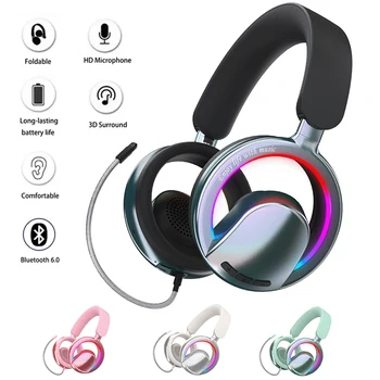 Cuffie Smart con Microfono, Cuffie da Gaming per PC, Cuffie Wireless per DJ, Cuffie Bluetooth Portatili con Cancellazione del Rumore