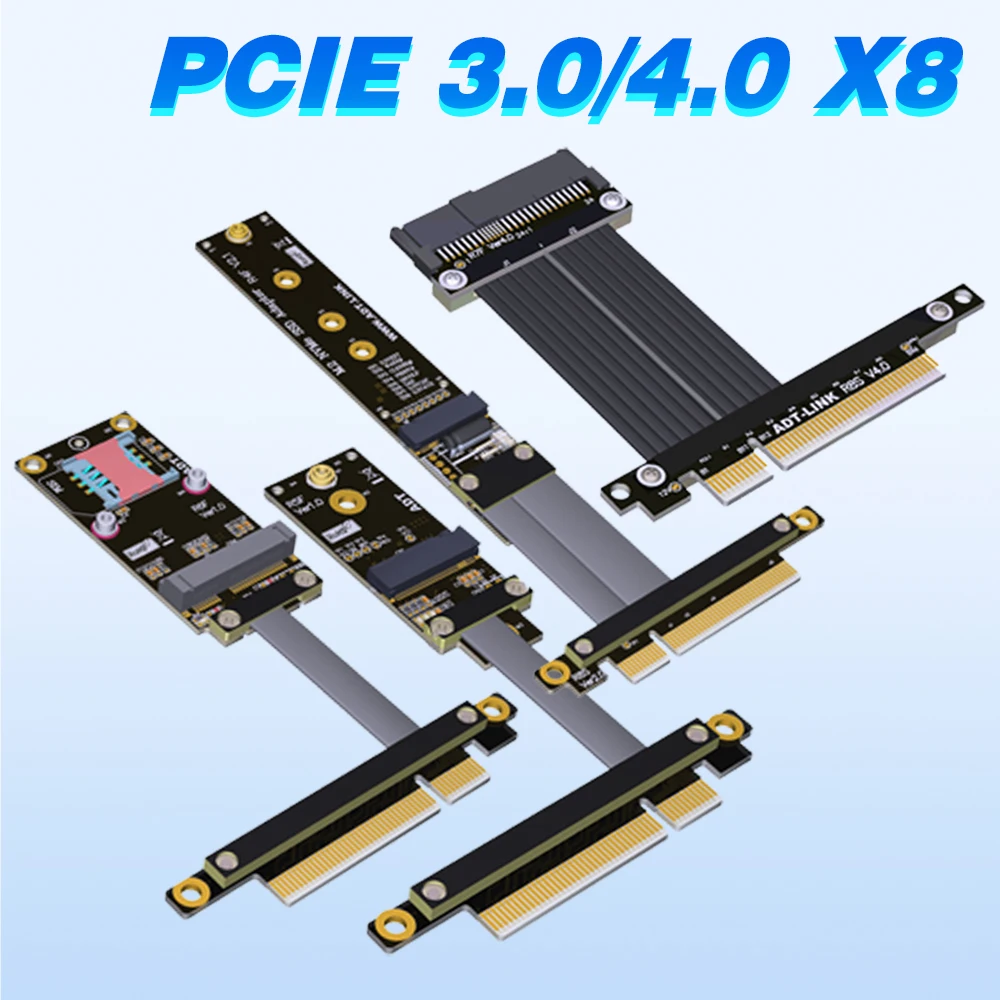 

PCIe 3.0 4.0 X8 To mPCIe Mini PCI-E / M.2 WiFi (Key E) / M.2 NVMe / U.2 SSD (SFF-8639) Extension Riser Cable Extender Adapter