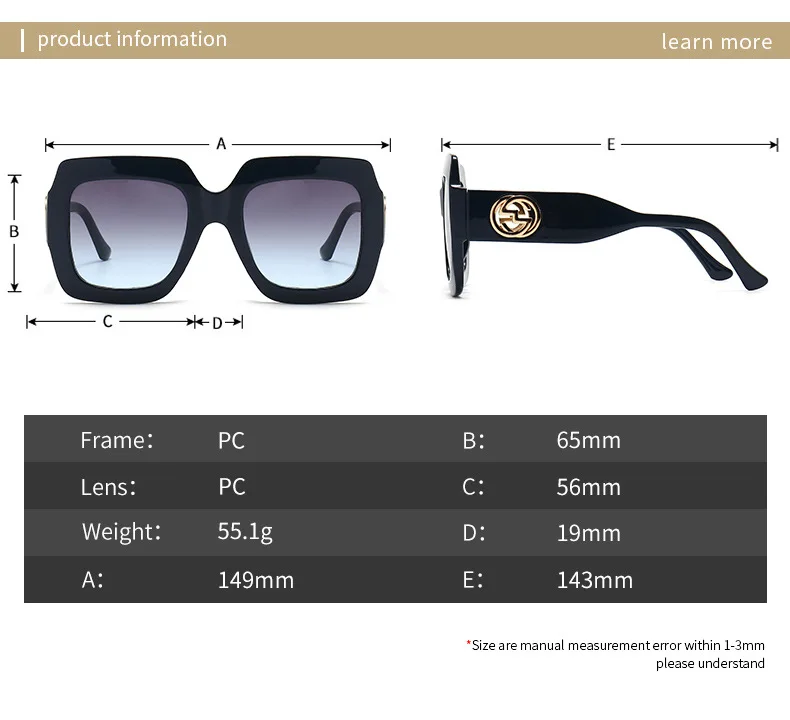 Classic Vintage Fashion Square Oversized Sunglasses Women Men Luxury Brand Designer Travel Big Frame Trend Sun Glasses UV400 reader sunglasses