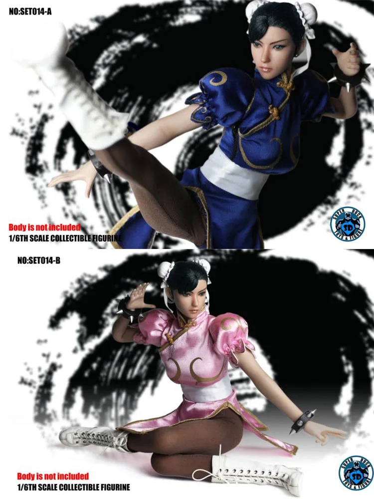 SUPER DUCK SET014 코스프레 시리즈 1/6 중국 쿵푸 여신 병사 모델 오리지널 헤드 스컬프트 치파오 세트 12인치 바디용