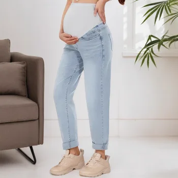 Maternity pants for spring and autumn abdominal support slimming loose harem pants fashionable and versatile jeans