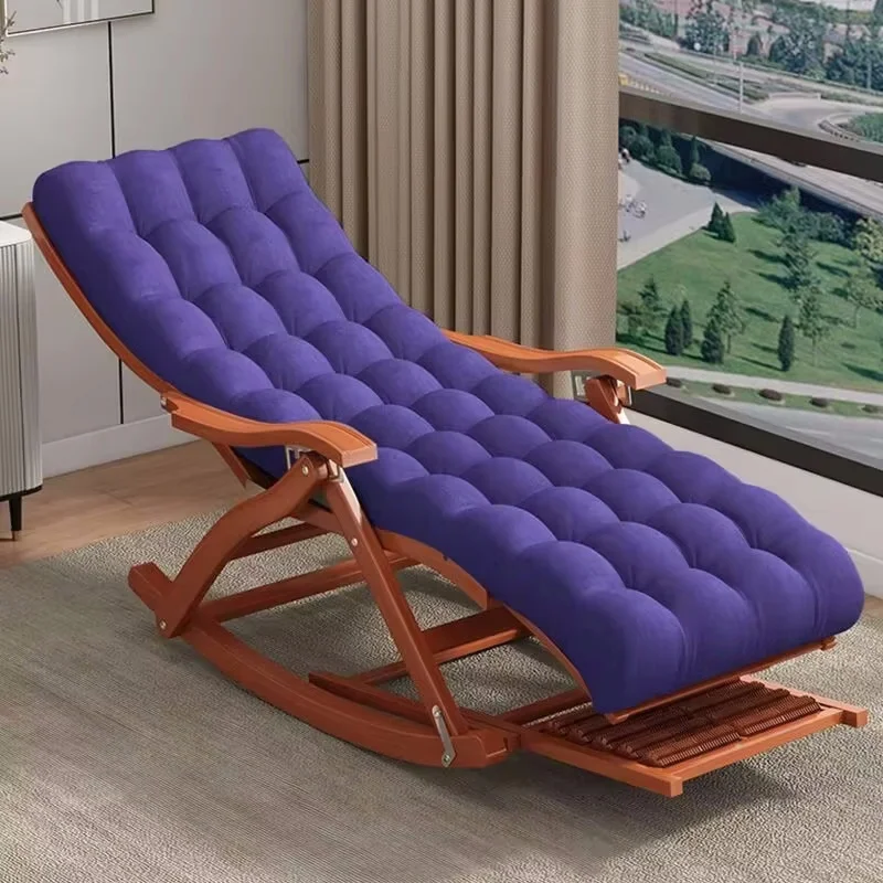 Modern Folding Bamboo Rocking Chair Portable Lounge Chair Armchair