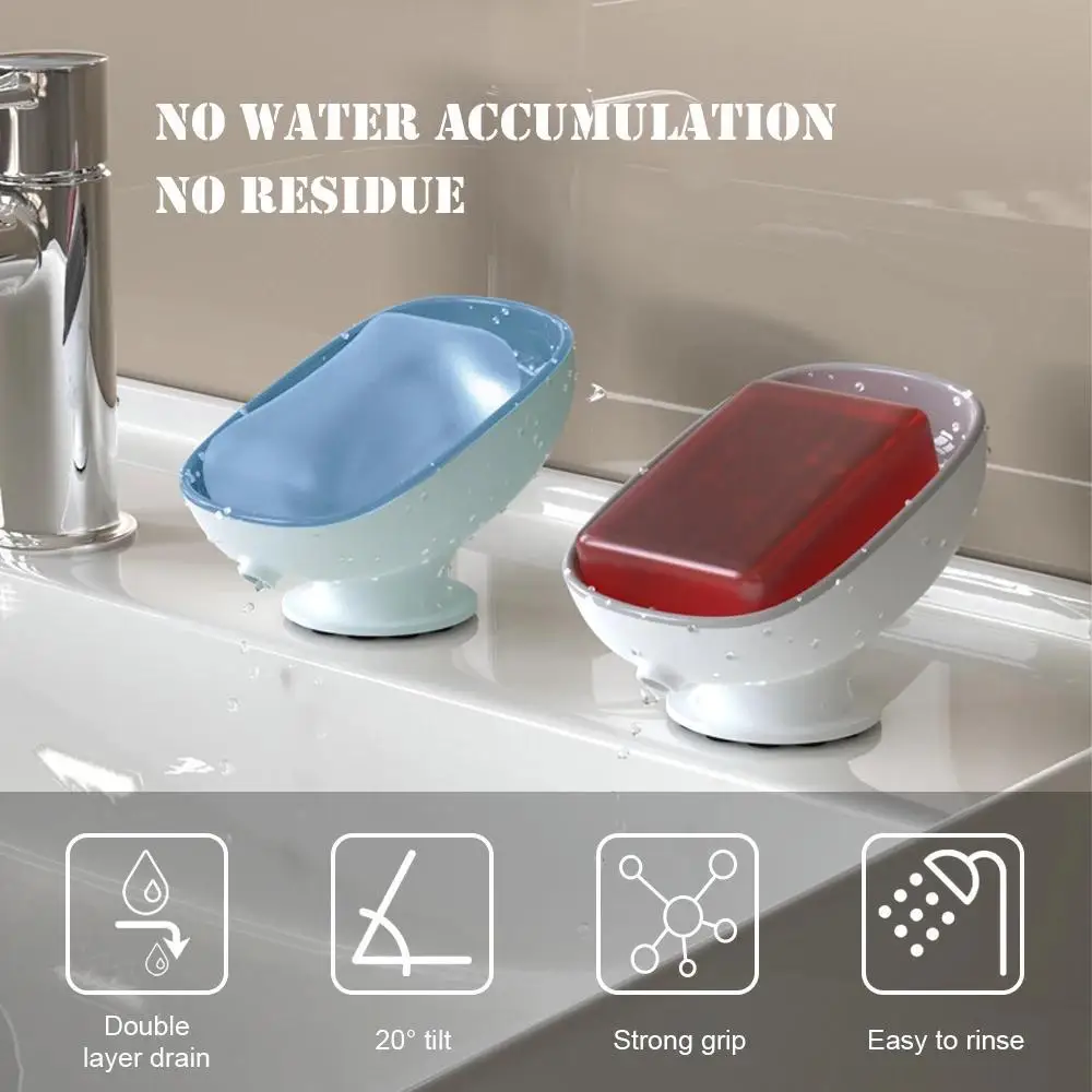 1pc Creative Soap Dish, Drain Soap Tray, Soap Holder With Suction Cup, Soap Rack For  Bathroom Accessories 4
