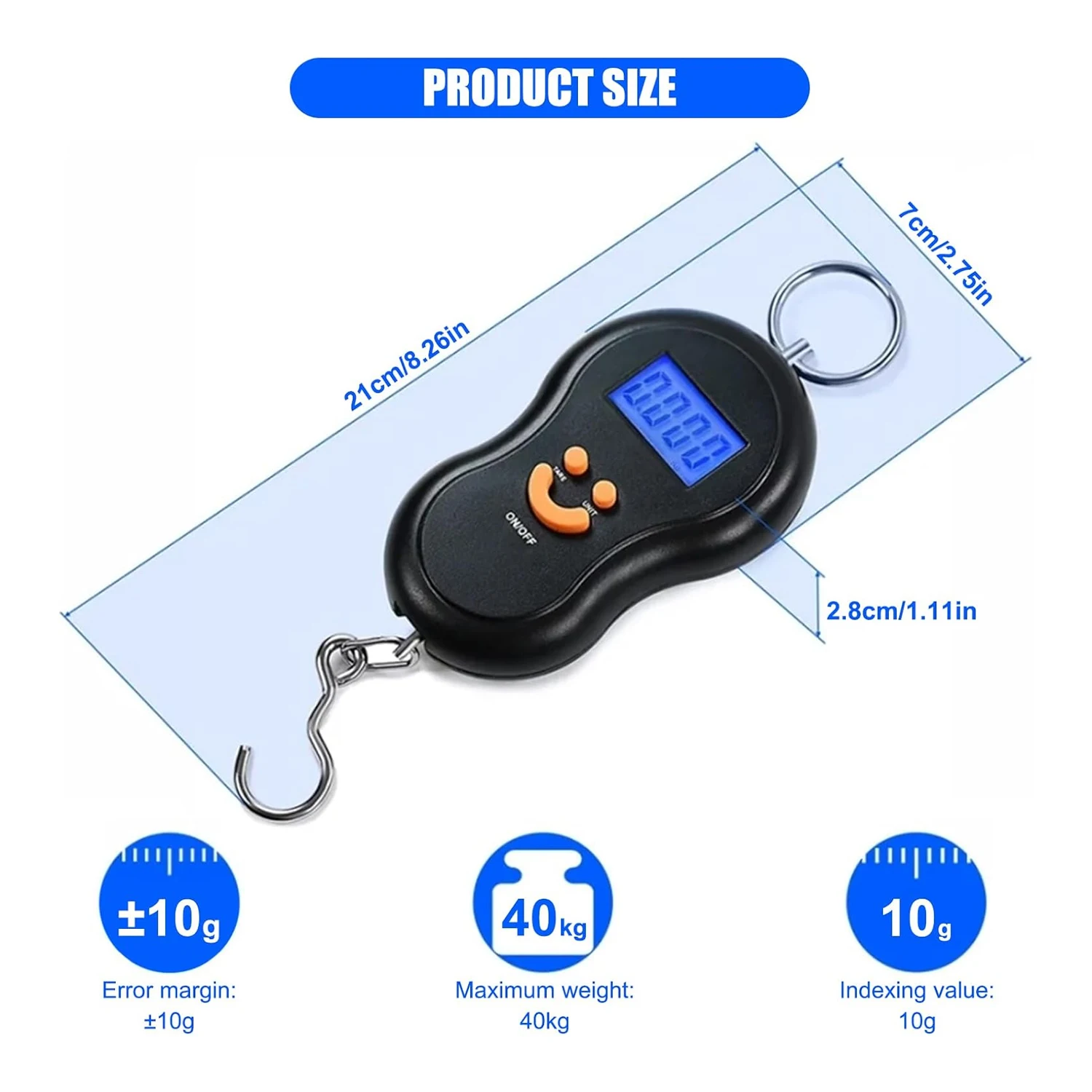 Electronic 50Kg 10g Hanging Scale LCD Kitchen Digital Scale BackLight Fishing Weights Pocket Scale Travel Luggage Scales