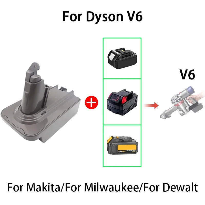 

Адаптер для литий-ионной батареи MT18V6 MIL18V6 DW20V6 для Makita BL1830 для Milwaukee, Dewalt, подходит для пылесоса Dyson V6