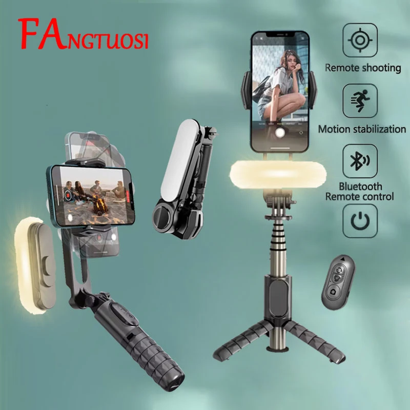 FANGTUOSI Wireless Bluetooth Selfie Stick Tripod Handheld Gimbal Stabilizer Stand Remote For iPhone Android Smartphone