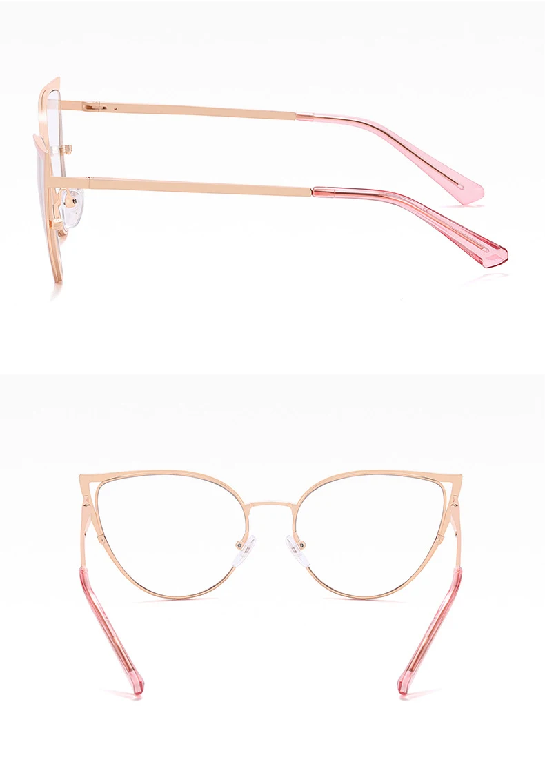 56987 Mode Metall Cat Eye Brillengestell Frauen Trend Aushöhlen Anti Blaues Licht Computer Brille Federscharnier Klare Brillen – Detail 21