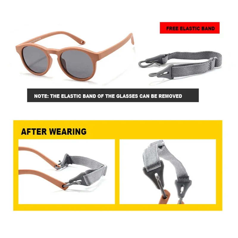 0-36 Months Girls & Boys Round Silicone Sunglasses Newborn Infant with Adjustable Strap UV Protection Baby Polarized Sunglasses kids sunglasses children sunglasses