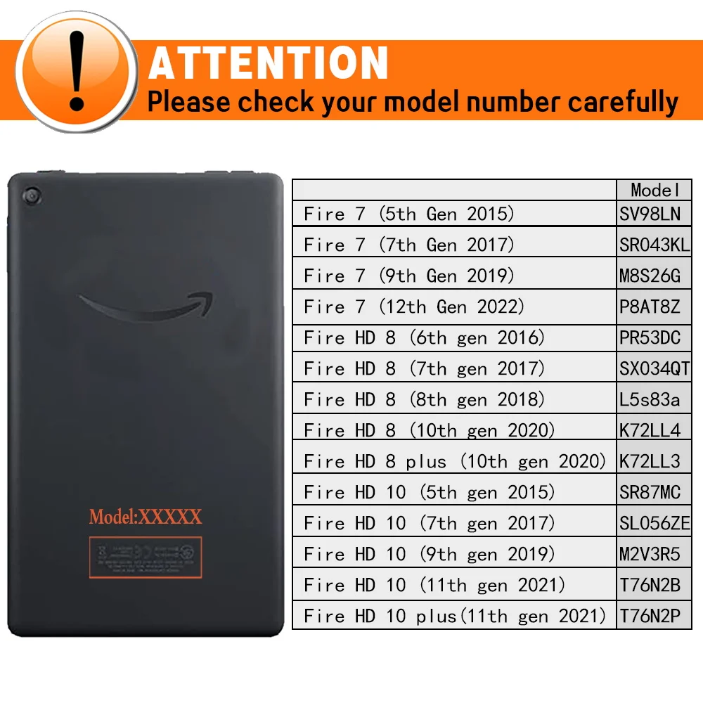 Tablets Case with Stylus for Fire HD 10 (5th/7th/9th)/Fire HD 8 (7th/8th/10th Gen)/Fire 7 (5th/7th/9th)