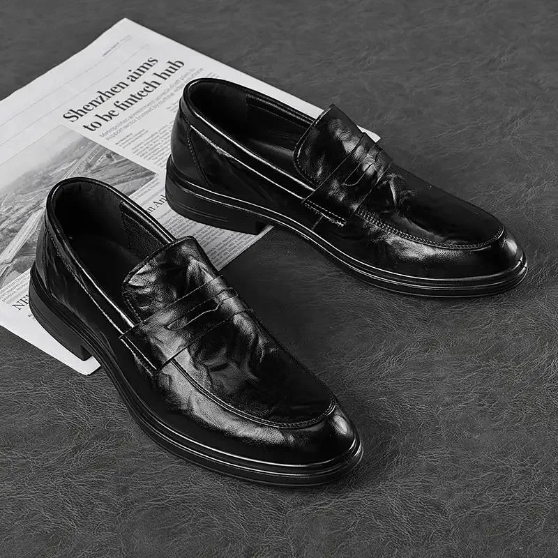 

Туфли мужские кожаные деловые, официальная одежда для интервью, обувь для жениха, свадебная дышащая обувь Sh