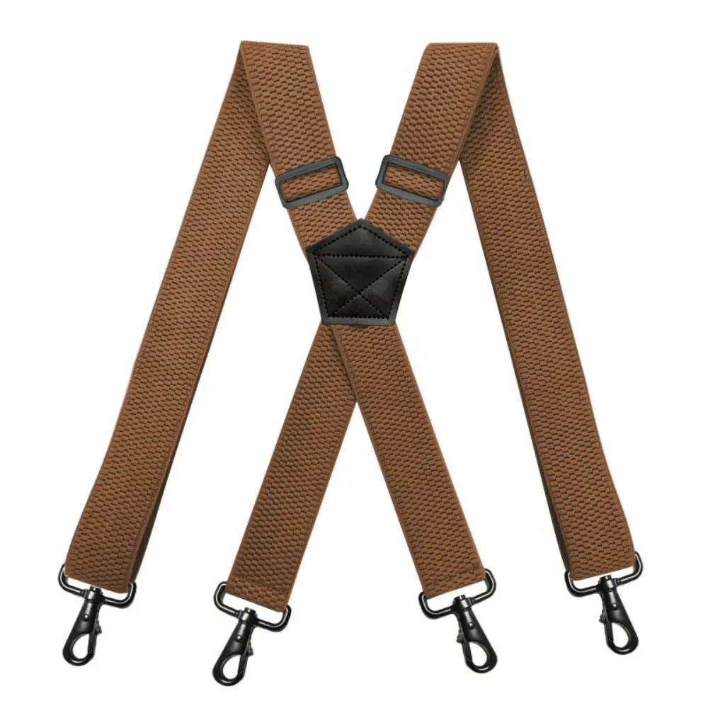 Adjustable Men\'s Suspenders X-Shape Heavy Duty Work Braces Suspenders 4 Hooks 3.8cm Wide Trouser Straps Belt Work Outdoor