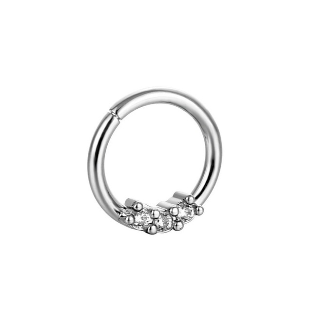 Nose Piercing Ring Hinged Segment Zircon Septum Piercing Clicker Opal Ear Cartilage Tragus Helix Lip Nariz Pircing Cuff Goth