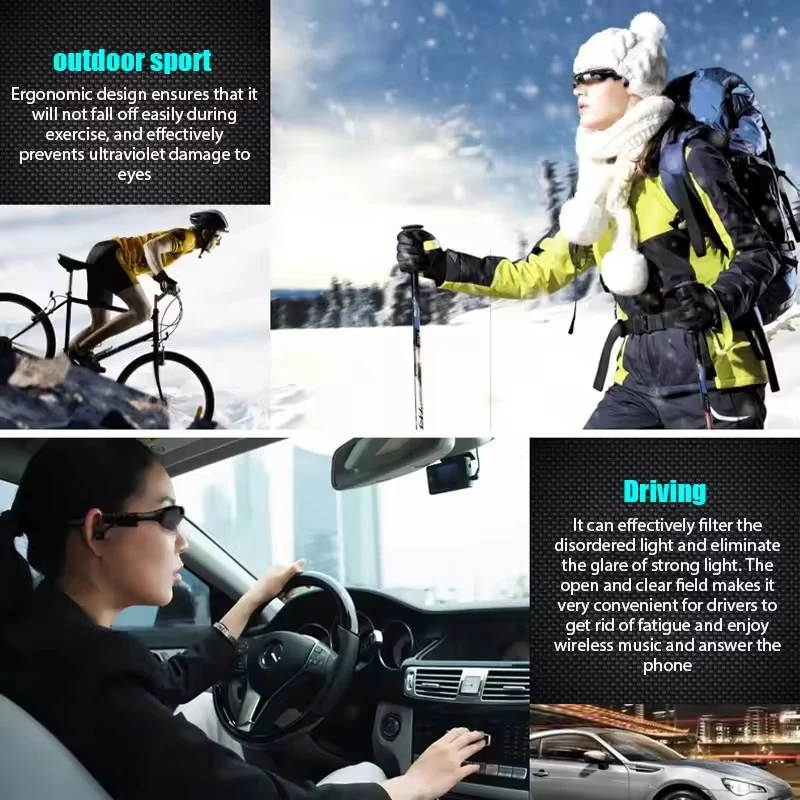 Stereo Earphones Wireless Headset with Mic Glasses Sunglasses for Driving Cycling Sports Noise Reduction Headphones 4