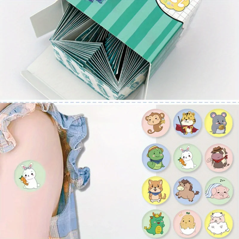 100/60/30pcs Cartoon Animal Bandages - Flexible Adhesive, Breathable Elastic Tape for Fingertips & Knuckles, Cute Cartoon Design