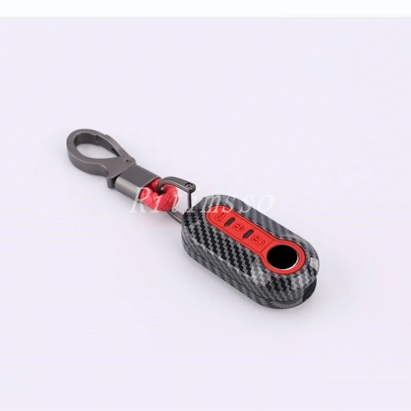 Glossy Carbon ABS Key Fob Case Cover key case key case cover car key shell For Fiat 500 Panda Punto Bravo Key Shell Protect Accessories
