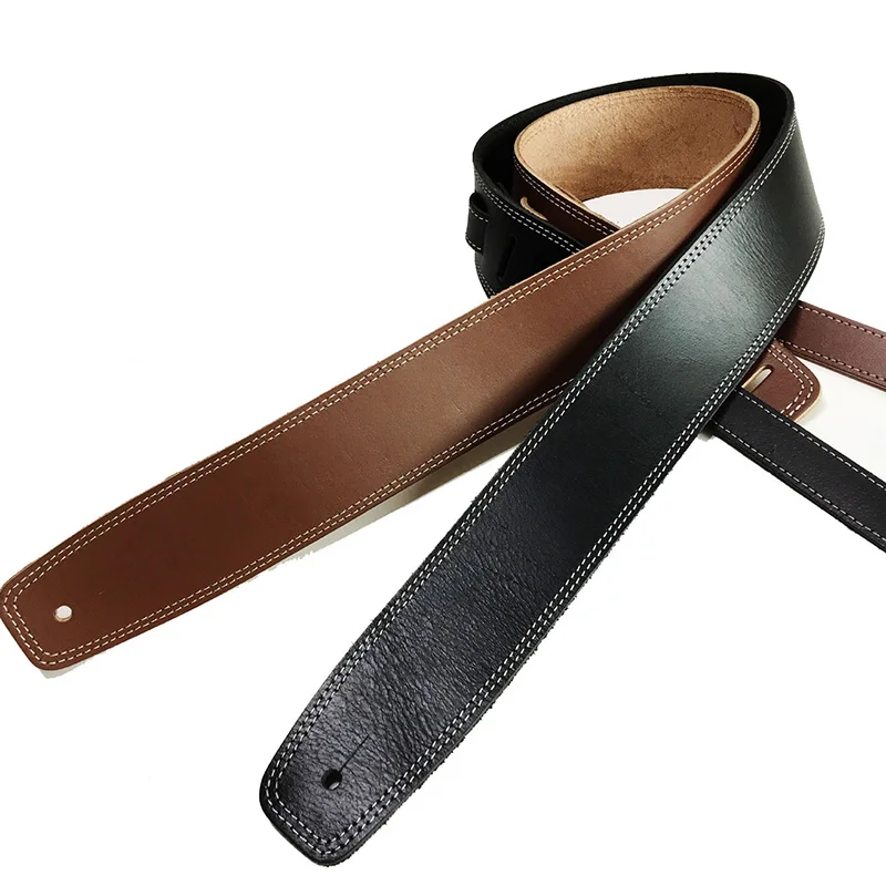Rindsleder Gitarren gurt verstellbar schwarz/braun klassische Verschleiß festigkeit Haltbarkeit elektrische akustische Bassgitarre Zubehör – Detail 5