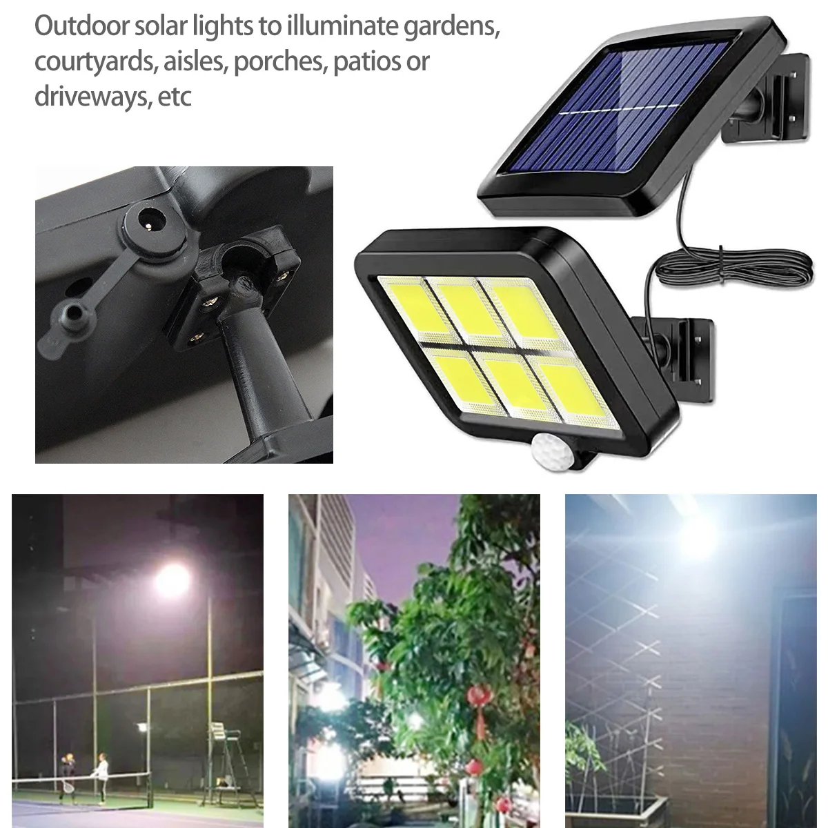 120COB Solar Street Light Motion Sensor Solar Light with 5m Extension Cord Indoor and Outdoor Lighting Wall Spotlight