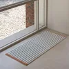 Bedroom Carpet Non-slip Soft Fluffy Bedside Rugs Blue Line Stripes Long Size Floor Mat Bay Window Home Decoration Mats 침실 카펫 3