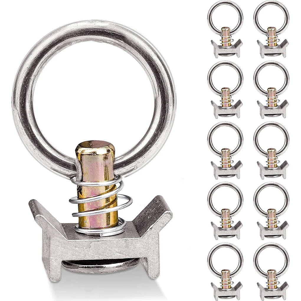 10x L Track Single Stud Fitting With Round Ring Tie Down Anchors Tie Downs Motorcycle Trailer Aluminum Keeper Cargo Control