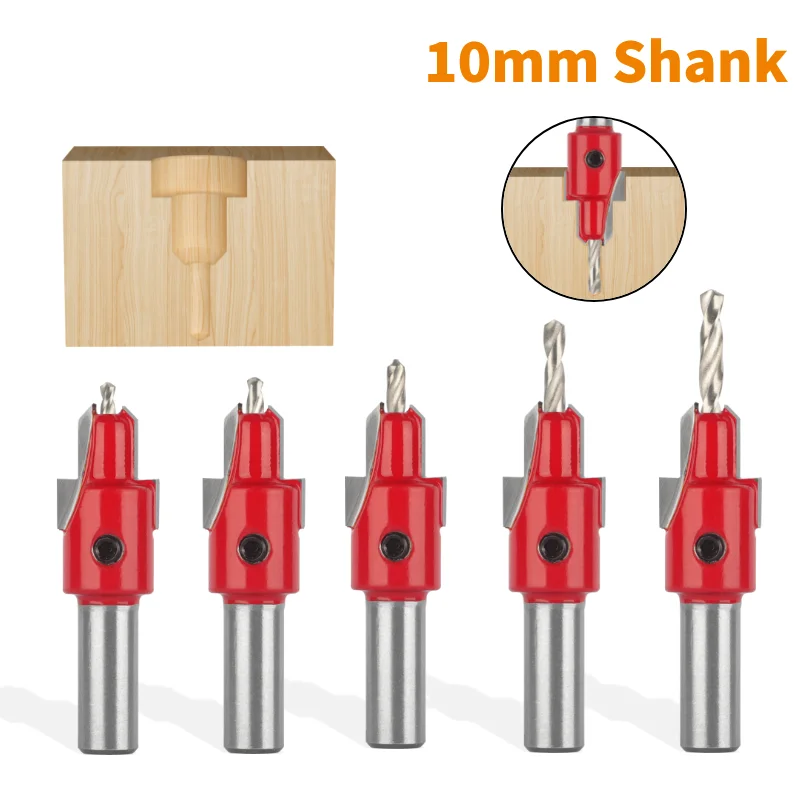 

10MM Shank Hss Countersink Bit Router Bit Screw Extractor Drill Bit Woodworking Milling Cutter For Wood Cutters Tools