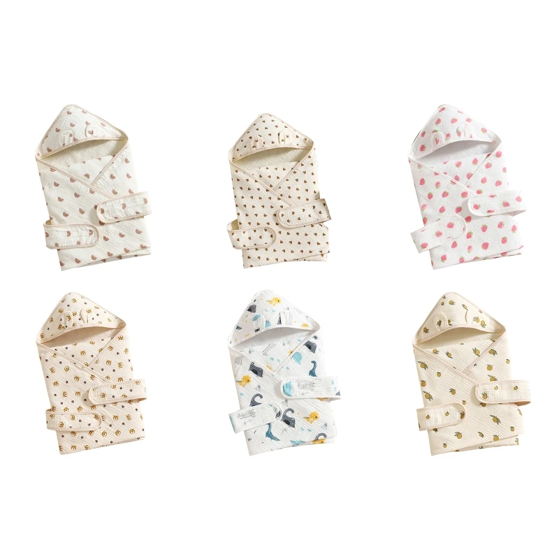 

Newborn Wrap Swaddle Blanket with Hood Soft Baby Bathrobes Toddler Poncho Spa Towels Cute Print Infant Sleeping Bag GiftC