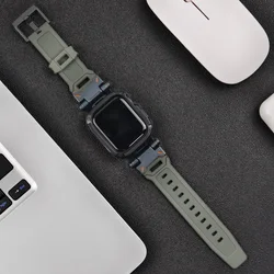 Premium TPU Case & Silicone Strap for Apple Watch - Ultra Protection Series (Black Grey)